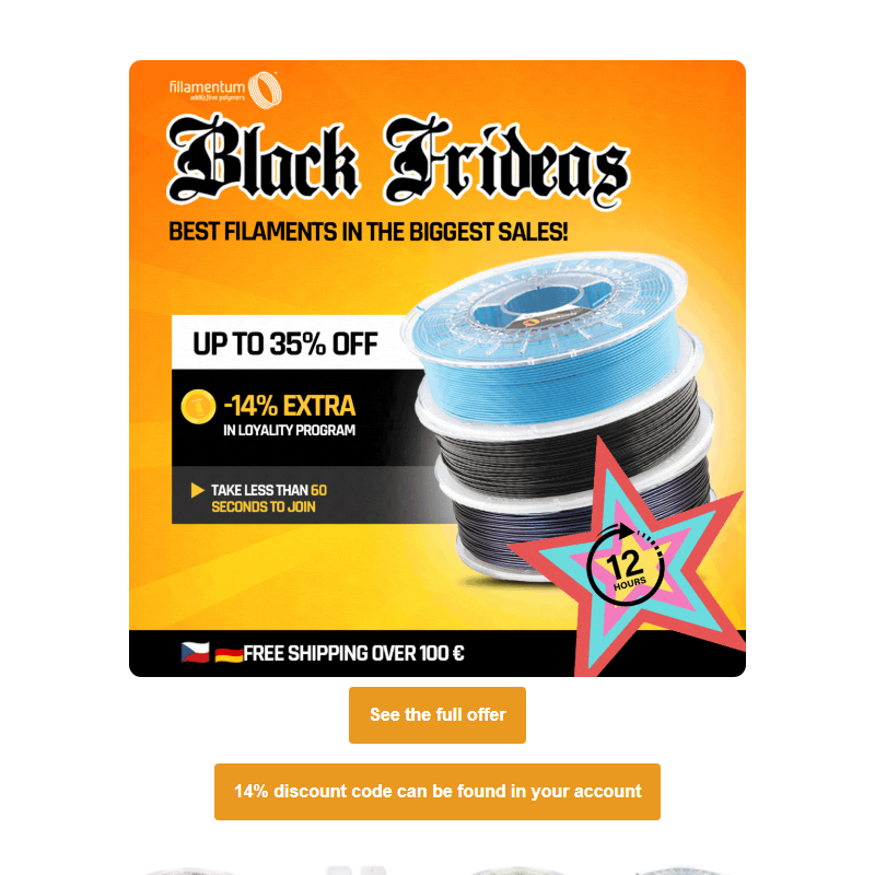 Hurry! _ Only 12 Hours Left to Grab Premium Filaments at Exclusive Black Friday Prices _ – Don't Miss Out! ___