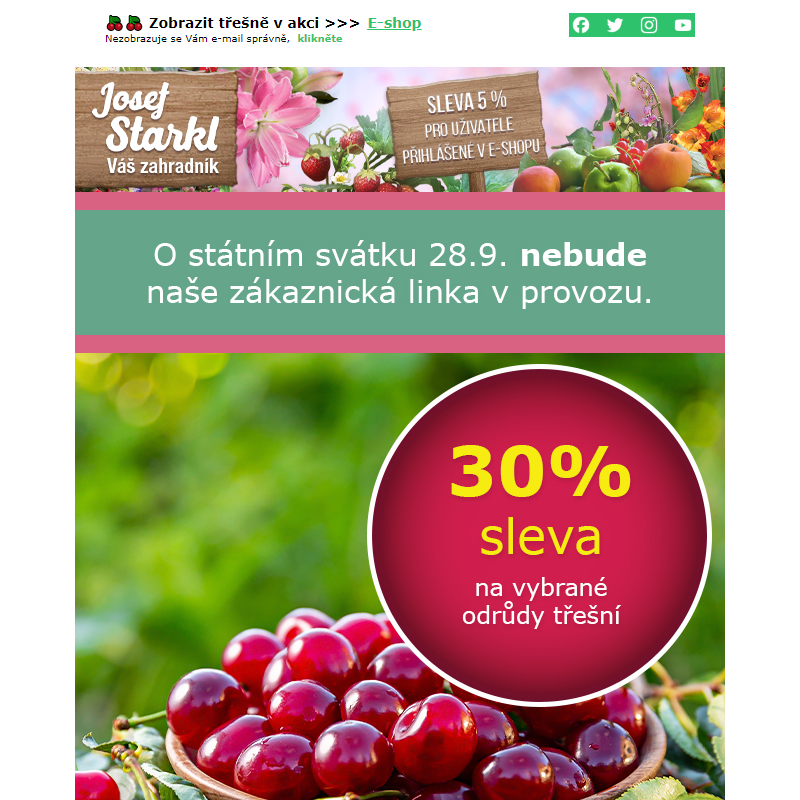 Josef Starkl | 30% sleva na vybrané třešně!