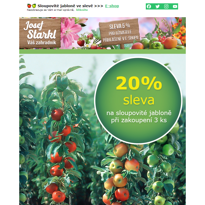 Josef Starkl | 20% sleva na sloupovité jabloně!