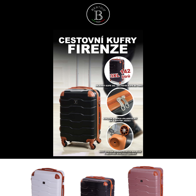 __Cestovní kufry BERTOO - cestujte luxusně s kufry navržené v Itálii__