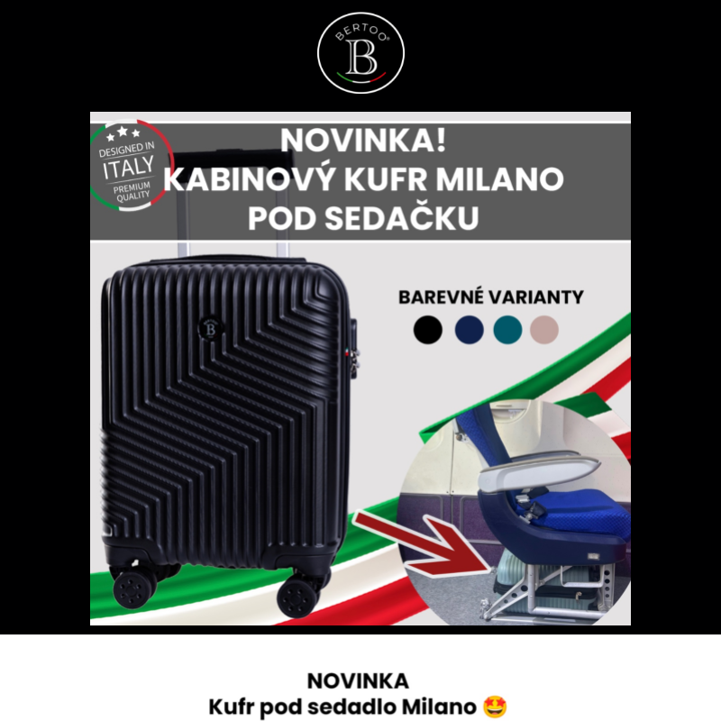 ___Novinka-kabinový kufr Milano pod sedadlo___