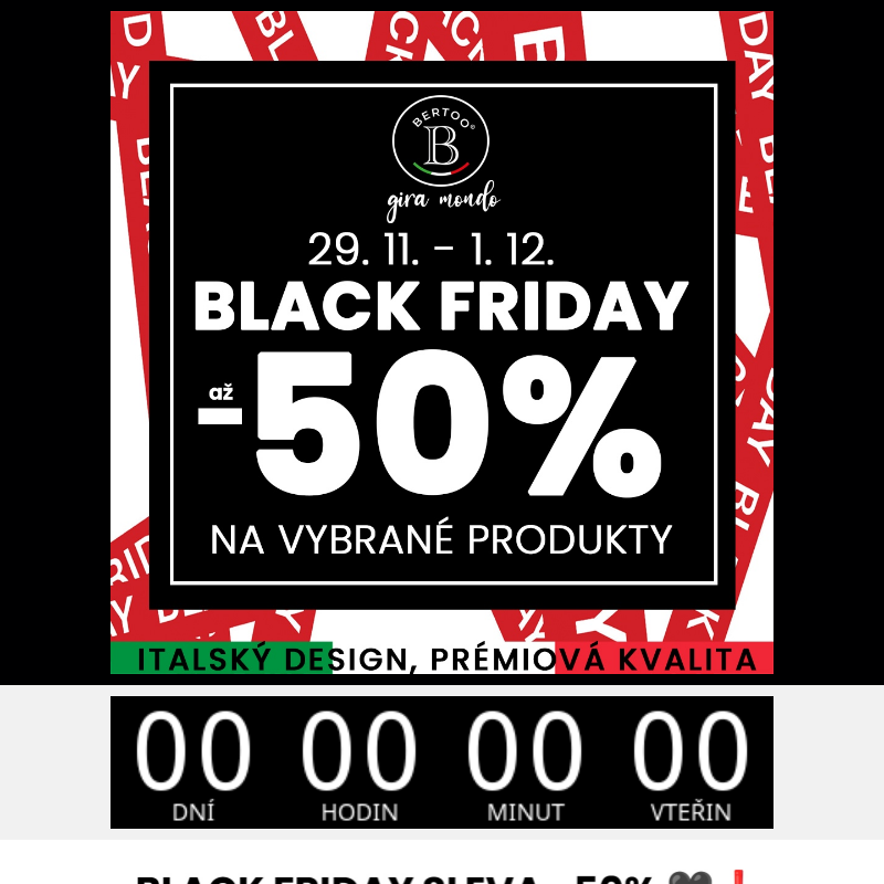 __Sleva -50% BLACK FRIDAY na vybrané produkty Bertoo__