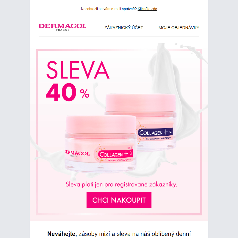 SLEVA 40 % na Collagen denní nebo noční krém KONČÍ