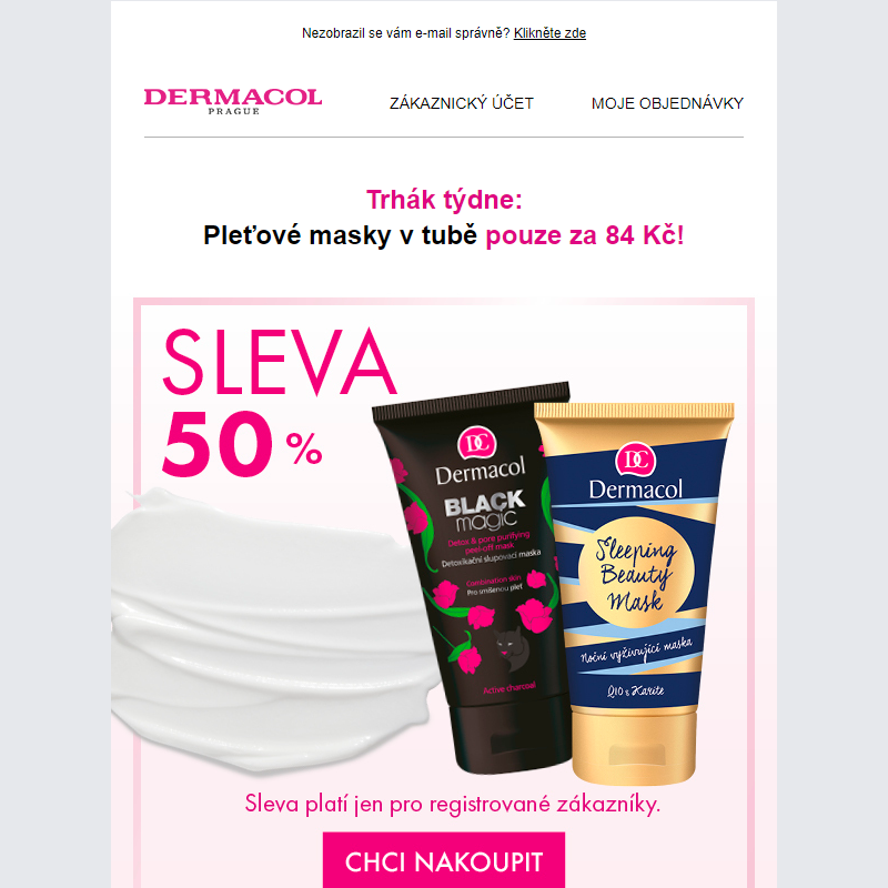 Trhák týdne - SLEVA 50 % na pleťové masky