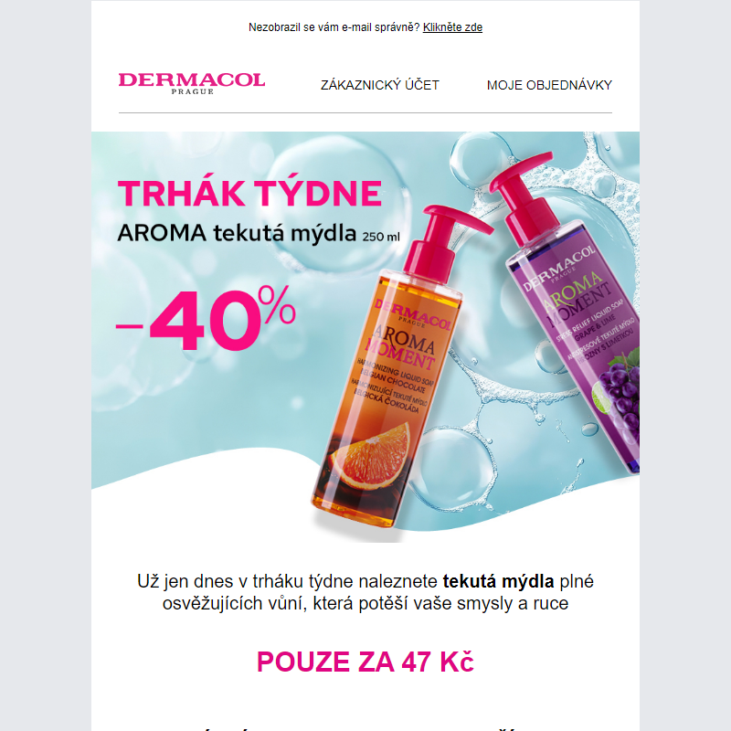 Sleva 40 % na tekutá mýdla Aroma dnes končí