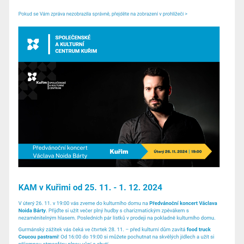 [Newsletter] KAM v Kuřimi od 25. 11. - 1. 12. 2024