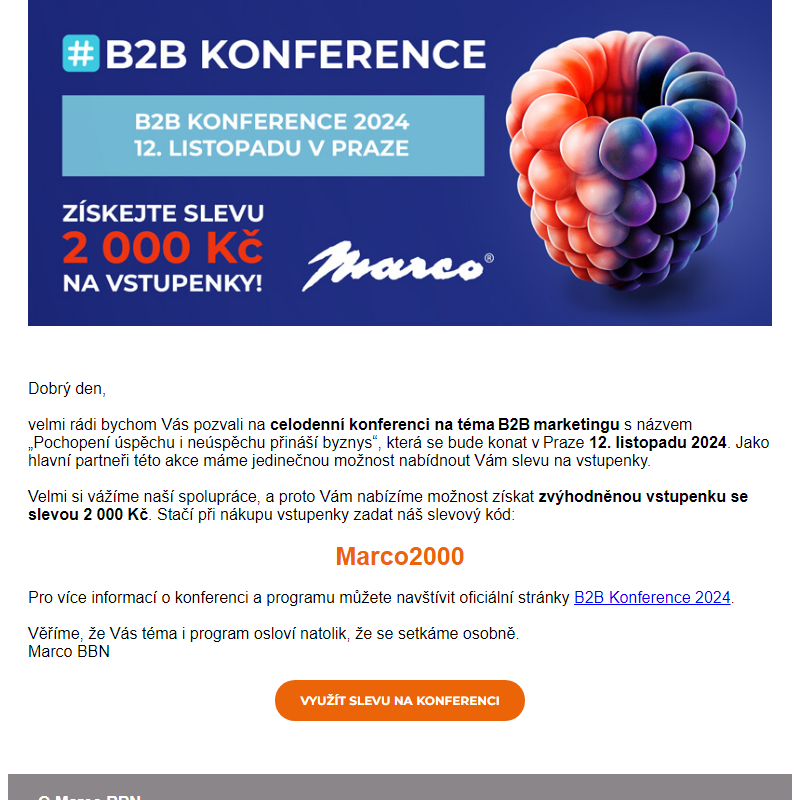 Zvýhodněná nabídka na B2B konferenci 2024