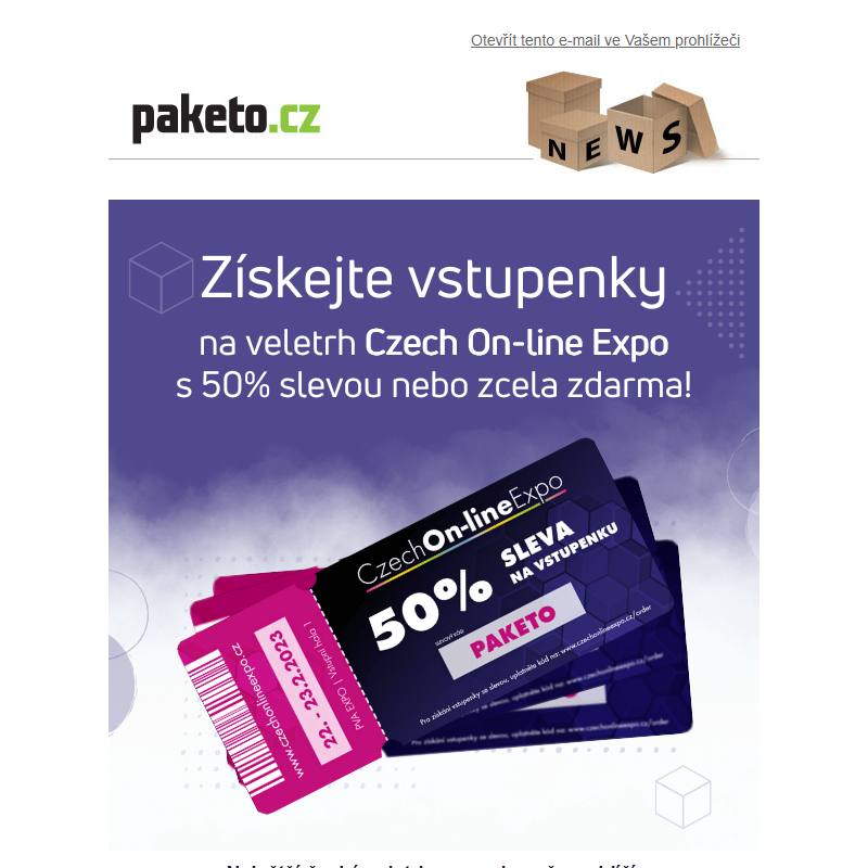 50 % sleva na vstupenky Czech On-line Expo