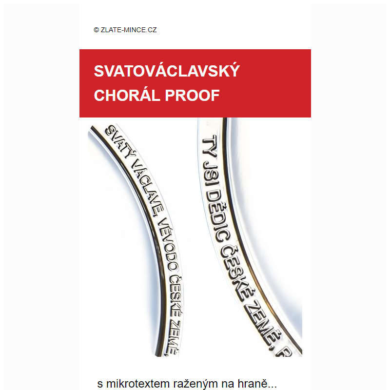  Unikát: Svatováclavský chorál s mikrotextem - proof!