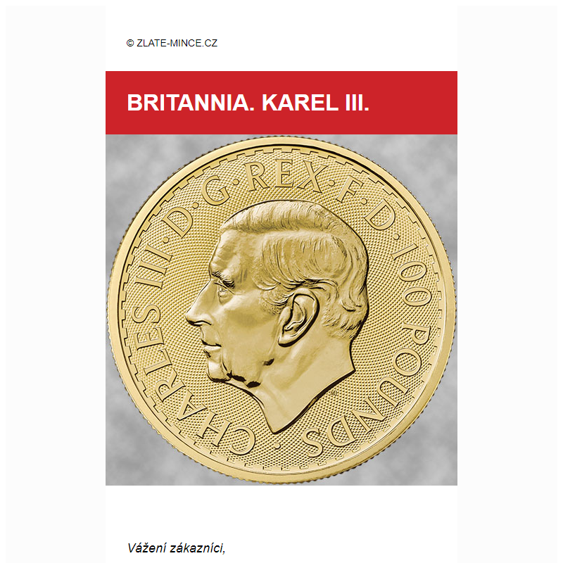  Britannia 2023. Mince s portrétem krále.