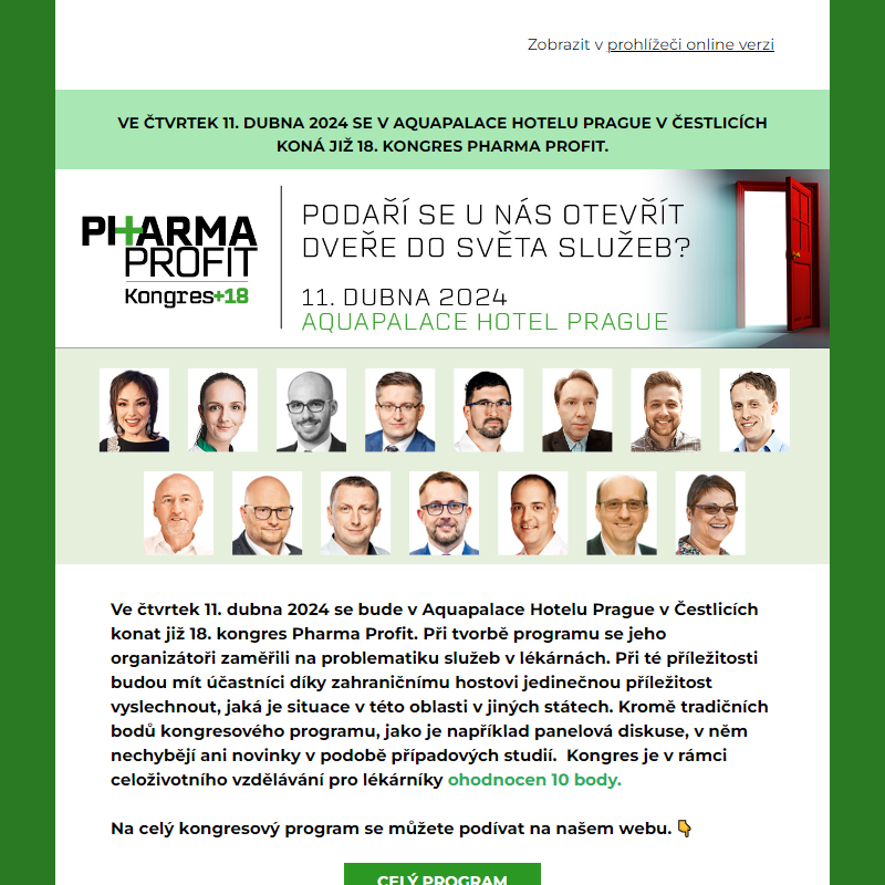 Již tento čtvrtek se koná 18. kongres Pharma Profit!