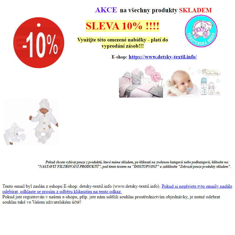 AKCE - SLEVA 10% na všechny produkty SKLADEM !!!