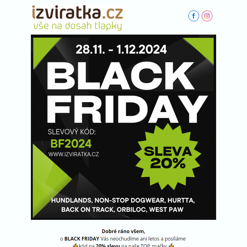 _Black Friday i u nás! 20 % dolů na naše top značky_