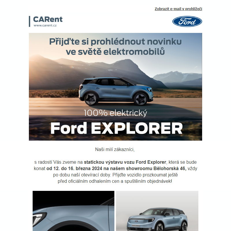 Přijďte si prohlédnout nový elektrický Ford Explorer