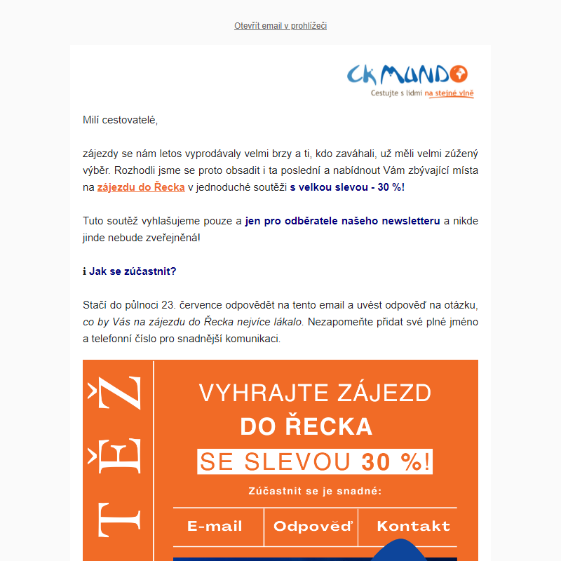 Řecko s velkou slevou jen skrz tento e-mail _