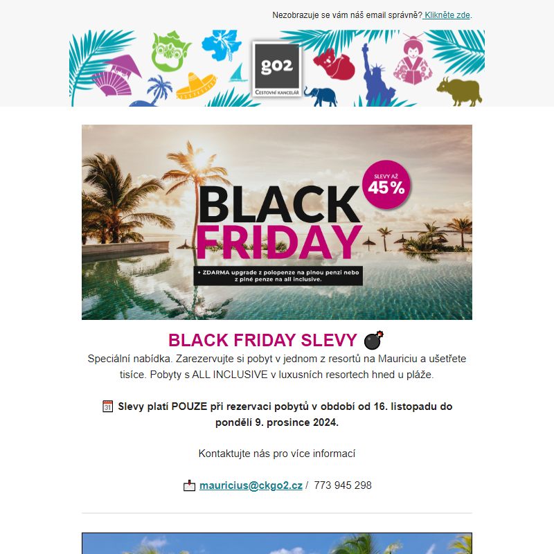 Mauricius. Black Friday slevy až 45%