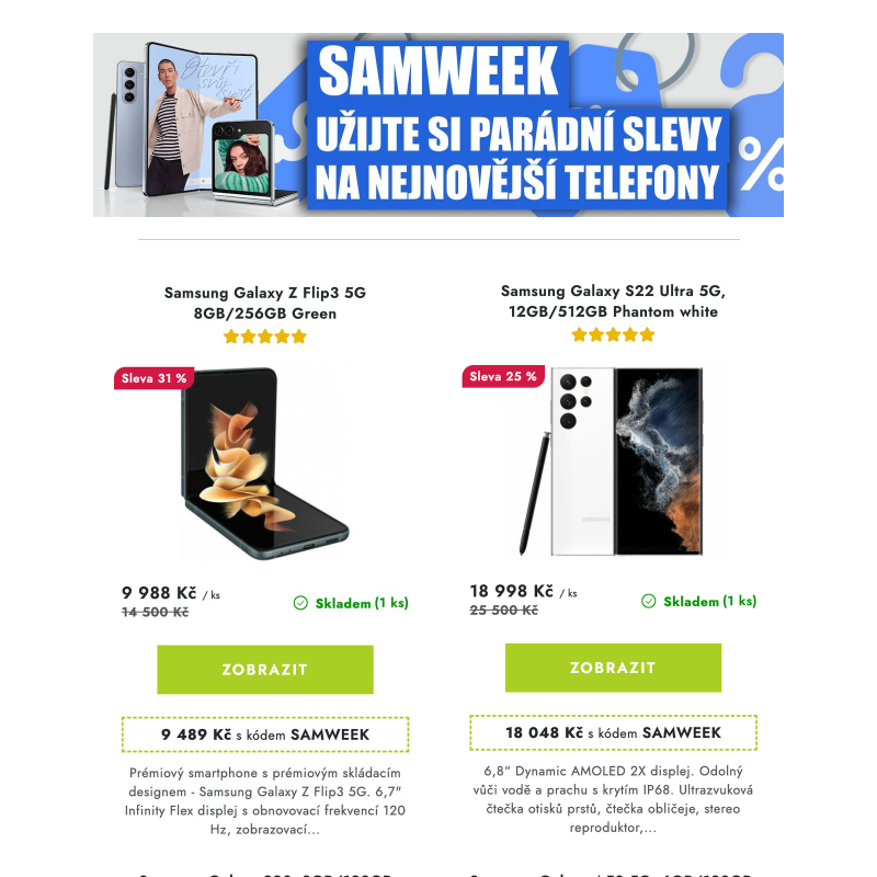 Mega slevy na Samsung telefony __