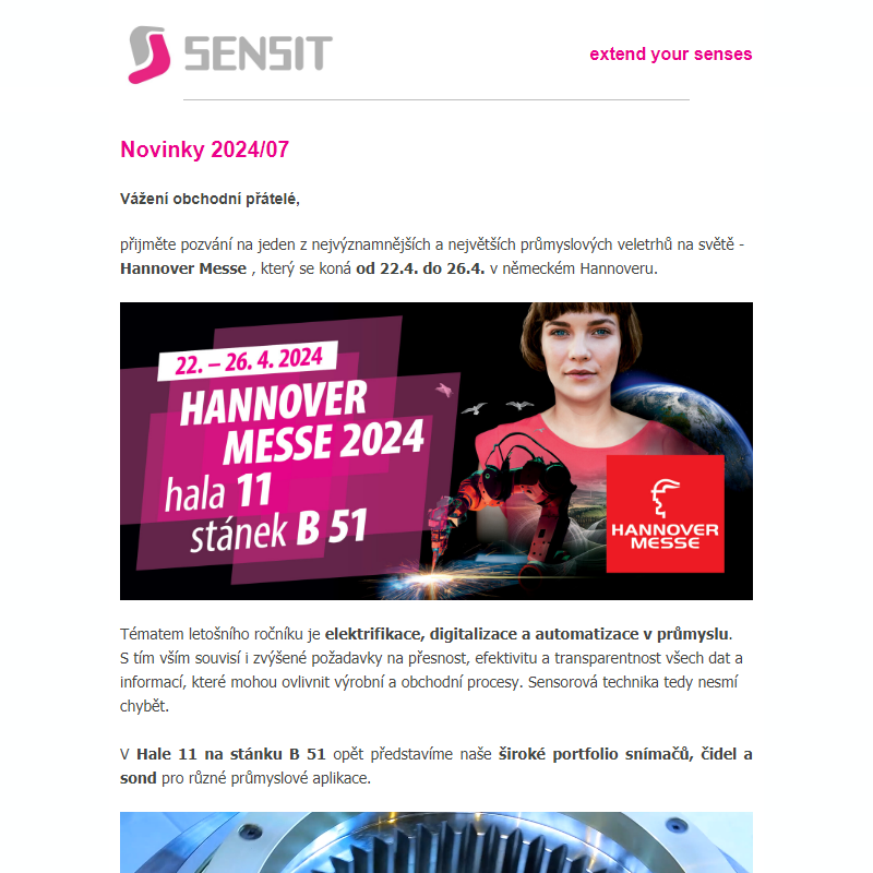 SENSIT - Pozvánka na Hannover Messe 2024