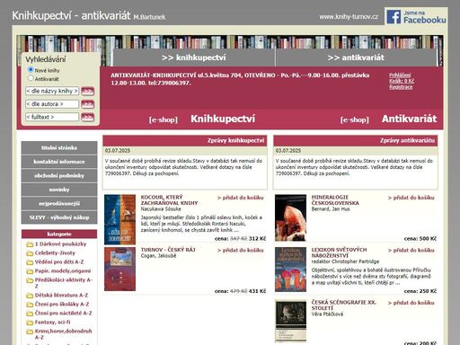 knihkupectví & antikvariát bartunek - nabízíme široký výber nových knih i antikvariátních titulu pro sberatele