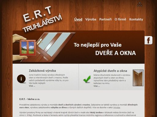 truhlářství e.r.t. - vácha s.r.o. - vyrábíme zakázkově dveře, dveřní zárubně, euro okna, nábytek a jiné... 