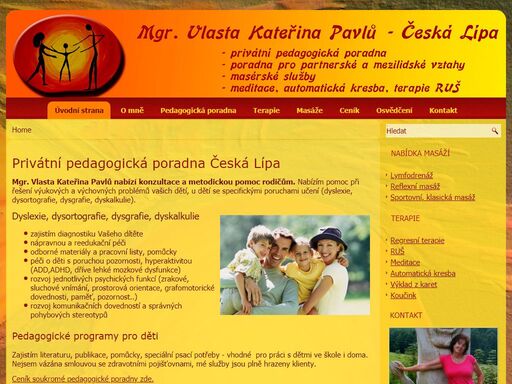 soukromá pedagogická poradna česká lípa. pomoc při výchovných a výukových problémech. nabídka masáží a terapií.