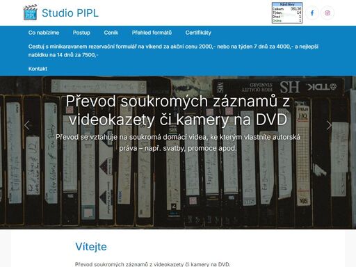 převod vhs, minidv a fotky z cd na dvd. vypůjčení karavanu (minikaravan)
