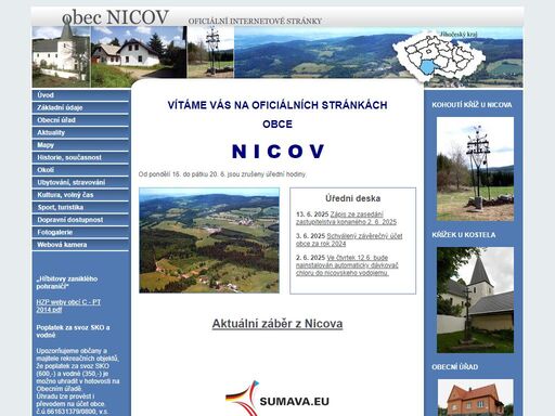nicov obec oficiální internetové stránky
