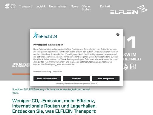 the driving force in logistics: emissions down, efficiency up, europe-wide routes & warehouses. elflein moves your future.