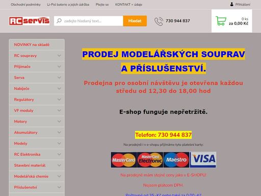 rc servis, nákup a prodej modelářských souprav a dálkově ovládaných hraček