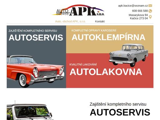 auto, obchod apk, s.r.o., apk, autoservis kačice, autolakovna kačice, autoklempírna kačice, karvánek
