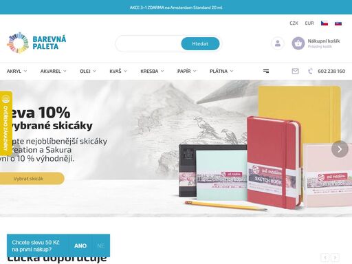 nabízíme kvalitní a dostupné výtvarné potřeby vhodné pro začátečníky, studenty i profesionální umělce.