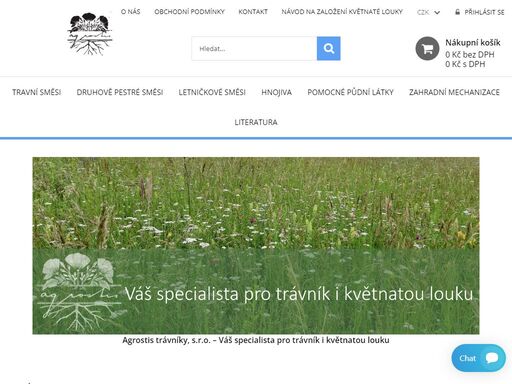 prodej travních osiv, květnatých luk, hnojiv a zahradní mechanizace. nový eshop společnosti agrostis trávníky s.r.o.