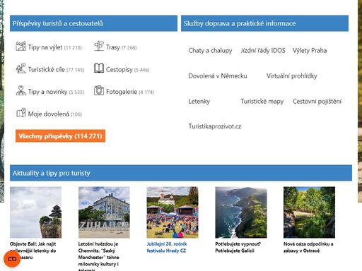 zkušení turisté a cestovatelé zde sdílí své zážitky a zkušenosti z cest formou tipů na výlet, tras, cestopisů a popisem zajímavých turistických cílů nebo své dovolené
odměnou jim je pomoc ostatním turistům svými zkušenostmi a část peněz z reklamy našich partnerů, která se zobrazí u jejich článků.