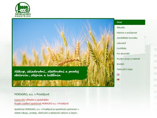 společnost moragro v prostějově je spolehlivým partnerem v oblasti nákupu a prodeje obilovin, olejnin a luštěnin.