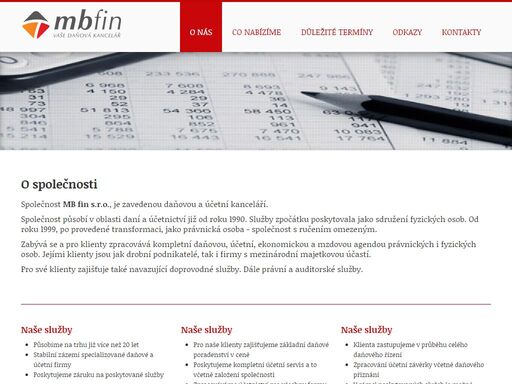 internetové stránky daňové a finanční společnosti mb fin s.r.o.