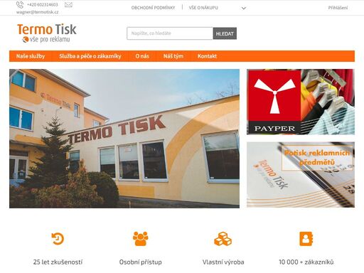 jsme všestranně zaměřená reklamní agentura a tiskárna termotisk, která má vlastní výrobu,  což nám umožňuje lepší kontrolu nad kvalitou, dodacími lhůtami a cenami.