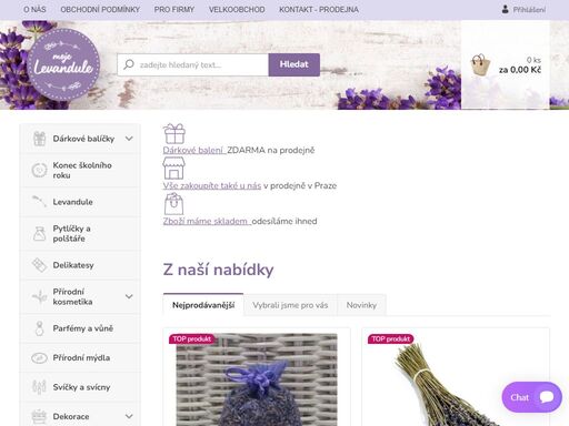 levandulový obchod zaměřený na prodej sušené i živé levandule a levandulových produktů především z provence. nabízíme přírodní levandulovou kosmetiku, levandulová mýdla, levandulové delikatesy, dárkové zboží. přijďte si k nám pro dobrou náladu!