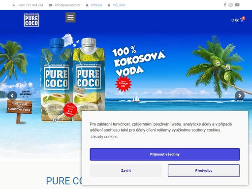 pure coco je 100% kokosová voda získaná z mladých zelených ořechů z filipín a brazílie. kokosová voda je jedním z největších zázraků této planety.