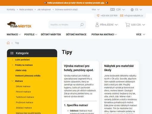 internetový obchod českého výrobce matrací a prodejce kvalitního nábytku z masivního dřeva.