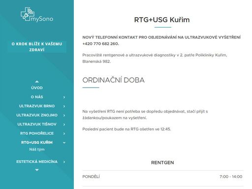 nový telefonní kontakt pro objednávání na ultrazvukové vyšetření +420 770 682 260.