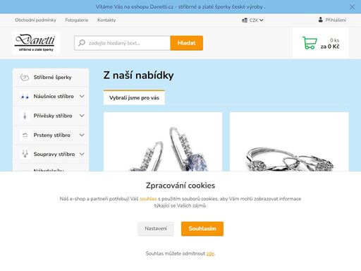 prodej stříbrných i zlatých šperků českých výrobců, na trhu od roku 2009