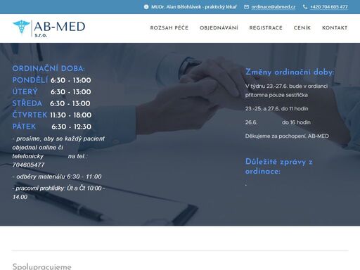 - prosíme, aby se každý pacient objednal online či telefonicky na tel.: 704605477