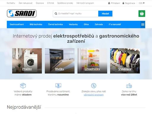 sandi-prodej domácích spotřebičů a vybavení pro gastronomii. internetový prodej elektrospotřebičů a gastronomického zařízení.