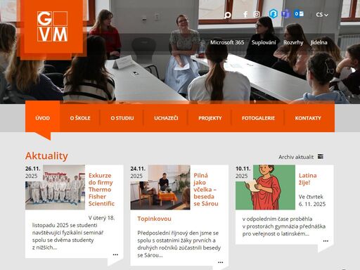 střední škola, gymnázium, velké meziříčí, osmileté, čtyřleté jsme škola, která jde s dobou. čtyřleté a osmileté studium na gymnáziu ve velké meziříčí dodá studentům tolik potřebný vhled do mnoha oborů, který mohou rozvíjet na vysokých školách po celé čr, ať už humanitně, nebo technicky zaměřených.