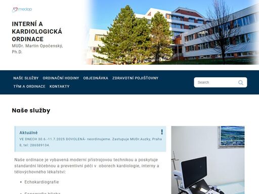 naše ordinace je vybavená moderní přístrojovou technikou a poskytuje standardní léčebnou a preventivní péči v  oborech kardiologie, interny a tělovýchovného
