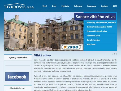 sanace vlhkého zdiva, chemická injektáž zdiva, podřezání zdiva, sanační omítky, mikrovlnné vysoušení zdiva