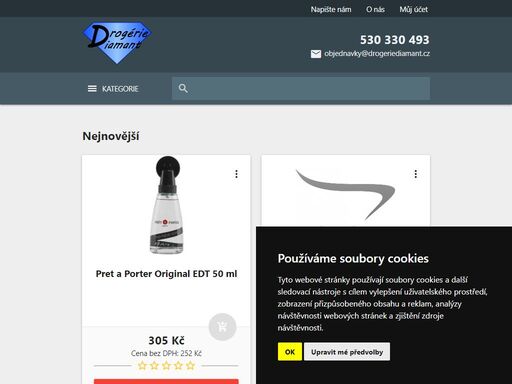 parfumerie a drogerie diamant. prodej parfémů, značkové originální vůně a prodej kosmetiky selektivní dekorativní i pěstící. osobní odběr brno, praha, ostrava, plzeň, zlín, hradec králové, olomouc atd.