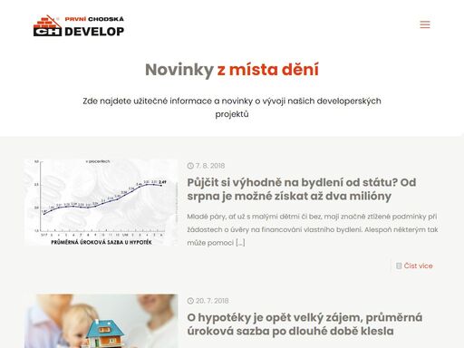 první chodská develop se zabývá především výstavbou bytových domů. dále se zabývá generálními a vyššími dodávkami staveb pozemního a inženýrského stavitelství.