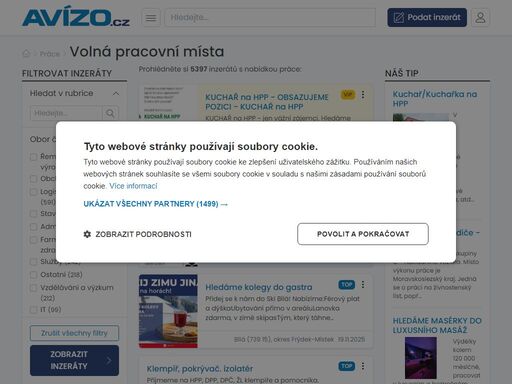 volná pracovní místa - prohlédně si mnoho aktuálních inzerátů s nabídkou práce na serveru avízo.cz
