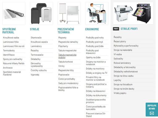dodáváme kancelářské stroje i spotřební materiál. skartovače, laminátory, kroužkové vazače vysoké kvality. specializujeme se i na profesionální polygrafické stroje pro dokončování tisku.